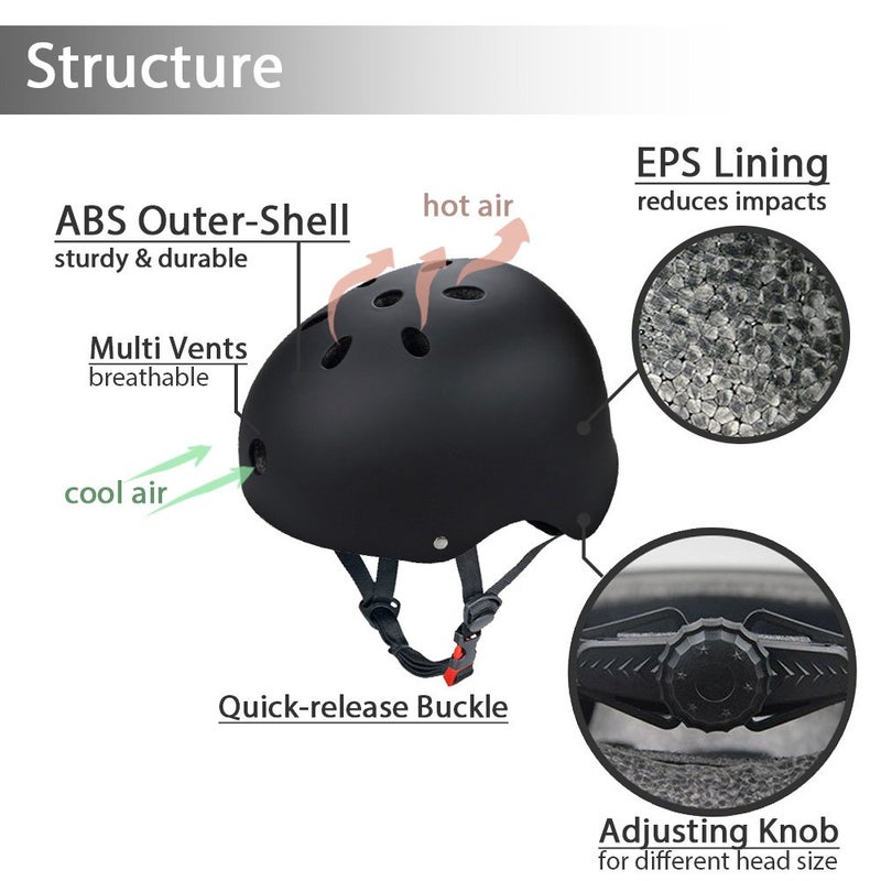 SelfLove Besmall Adult Skateboard/Skates Helmet.Bike Helmet Protective Gear Set,Roller Skating Cycling Sports Protective Gear Pads for Youth Men Knee Elbow Wrist Pads - Image 3